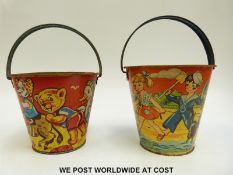 Two ACME Chad Valley child's metal buckets,