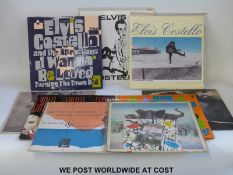 Elvis Costello, about 20x LPs, four 12” singles and two 7” singles.