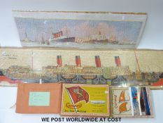 Three Chad Valley Cunard White Star Line jigsaw puzzles RMS Aquitania sectional view,