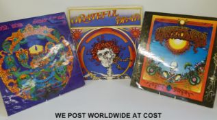 Three LPs by The Grateful Dead: “Anthem Of The Sun” (Flip-back sleeve,