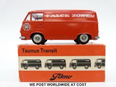 Tekno diecast model Tantus Transit with red body white interior and 'Falck Zonen' decals, 415,
