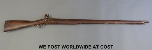 Flintlock hammer action Brown Bess trade musket with 42 inch steel barrel, c1820,