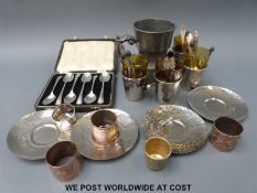 A quantity of silver plated items including cased spoons,