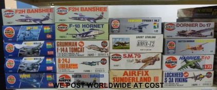 Eighteen Airfix 1:72 scale model aircraft kits,