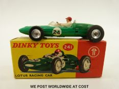 Dinky Toys diecast model Lotus Racing Car with green body, racing number 24, 241, in original box.