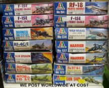 Fourteen Italeri 1:72 scale model aircraft kits, all in original boxes,