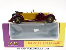 Matchbox Models of Yesteryear Y-11 1938 Lagonda Drophead Coupe with gold and purple body and black