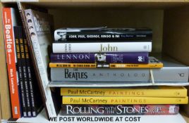 A collection of titles, including biographies about the Beatles and the Rolling Stones.