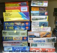Twenty Playfix, Xtrakit, Modelcraft, Trumpeter and other model aircraft kits, all in original boxes,