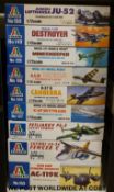 Nine Italeri 1:72 scale model aircraft kits,
