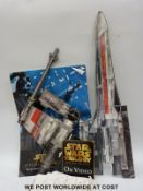 Star Wars cardboard pop up shop display sign together with two Star Wars posters.