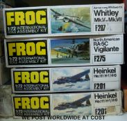 Four FROG 1:72 scale model aircraft kits, all in original boxes.
