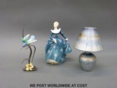 Royal Worcester porcelain and bronze bird,
