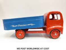 Tri-ang large scale tin plate model 'Flasher' pick up truck painted in red and blue livery