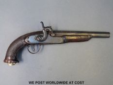 A percussion belt pistol with engraved 7.