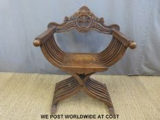 A folding carved chair