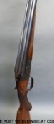 BSA 12 bore side by side shotgun with chequered semi-pistol grip and forend and 28 inch barrels,