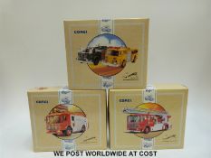 Three Corgi Classics limited edition diecast model fire engines and fire engine sets,
