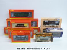 Ten Hornby, Mainline and Dapol 00 gauge wagons,