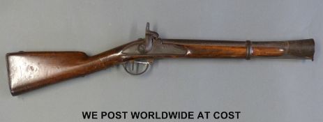 French naval type steel barrelled percussion converted from flintlock hammer action blunderbuss.