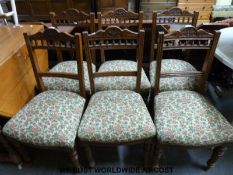 Six late 19th / 20th century oak dining chairs