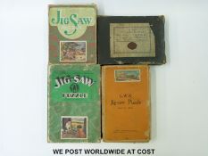 Four wooden jigsaw puzzles including Chad Valley,