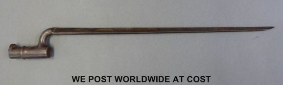 A British Martini Henry bayonet stamped with crown and broad arrow,