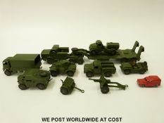 Nine Dinky Toys diecast model military vehicles