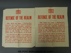Two Defence of the Realm posters 'The King Has Made a Proclamation'