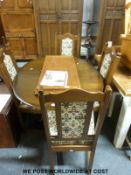 Oval extendable Old Charm pedestal dining table and four chairs,
