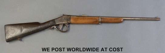 Columbian 11mm breech loading carbine rifle stamped to the stock Syndicat Liegeois Armes De Guerre.