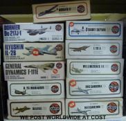 Eleven Airfix 1:72 scale model aircraft kits,