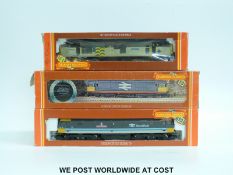 Three Hornby 00 gauge diesel locomotives 'Railfreight' 58020,