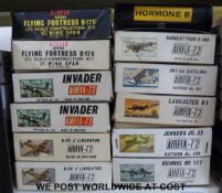 Twelve Airfix 1:72 scale model aircraft kits,