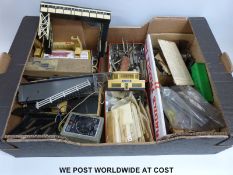 A large collection of Hornby, Trix and other 00 gauge buildings, accessories and scenery,