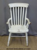 A painted elm seated Windsor chair