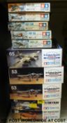 Ten Tamiya 1:72 scale model aircraft kits, all in original boxes.