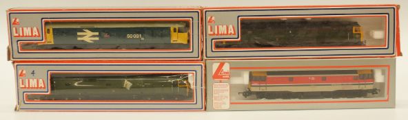 Four Lima 00 gauge CO-CO diesel locomotives, 'Hood' 50031 205149W,