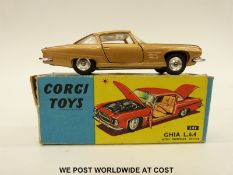 Corgi Toys diecast model Ghia L6.4 with gold body and cream interior, 241, in original box.
