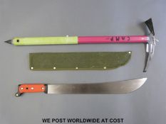 A Camp ice axe marked Premana Italy and a modern machete