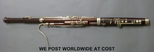 Besson and Co London, cased bassoon impressed to wood with ministry mark,