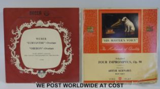 A box of classical LPs.