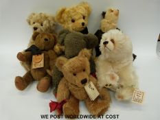 Seven teddy bears by Countrylife, Cotswold Bear Co, Changle Bears, Bo Bear Designs,