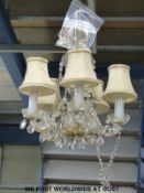 A five branch glass chandelier