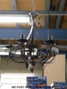 A wrought iron five-branch chandelier (H54 x D45cm)
