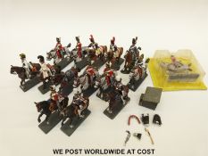Fifteen Del Prado diecast model cavalry soldiers, one in original box.