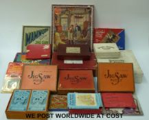 Eighteen wooden jigsaw puzzles including Darby and Joan, Tucks Soldiers of the King, Mammoth,