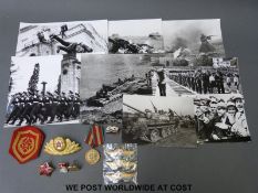 A quantity of black and white Russian military interest photographs together with a quantity of