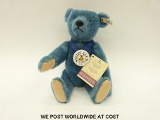 Steiff Original 1994/95 Steiff Club edition Blau 35 1908 replica Teddy Bear with blue mohair,