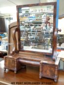 A Georgian flame mahogany breakfront dressing table mirror (W56 x H73cm)